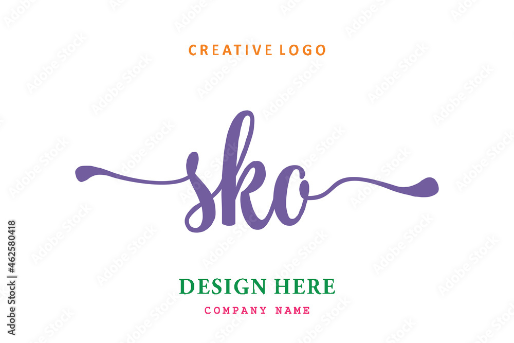 SKO lettering logo is simple, easy to understand and authoritative - obrazy, fototapety, plakaty 