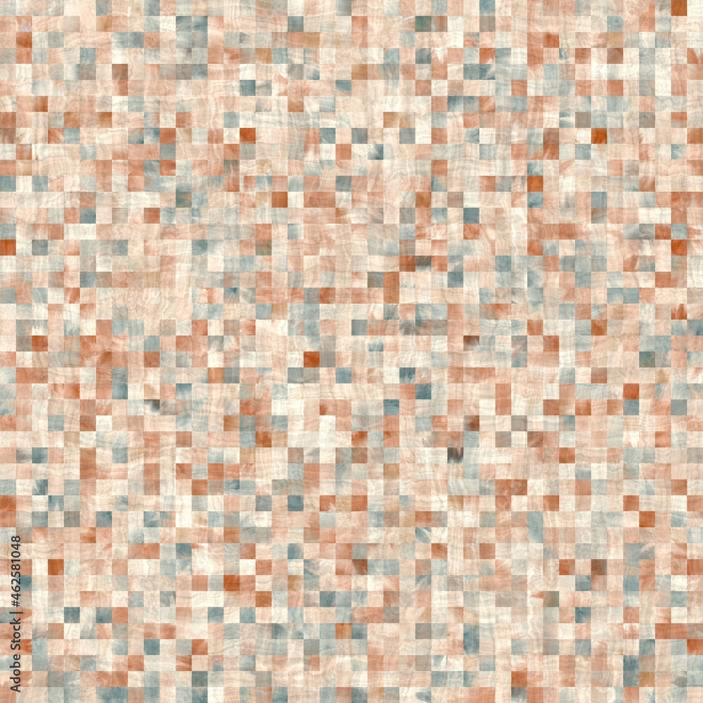 Fototapeta premium Seamless square tile faux wall mosaic pattern for surface design and print. High quality illustration. Detailed ornate grid repeat swatch.