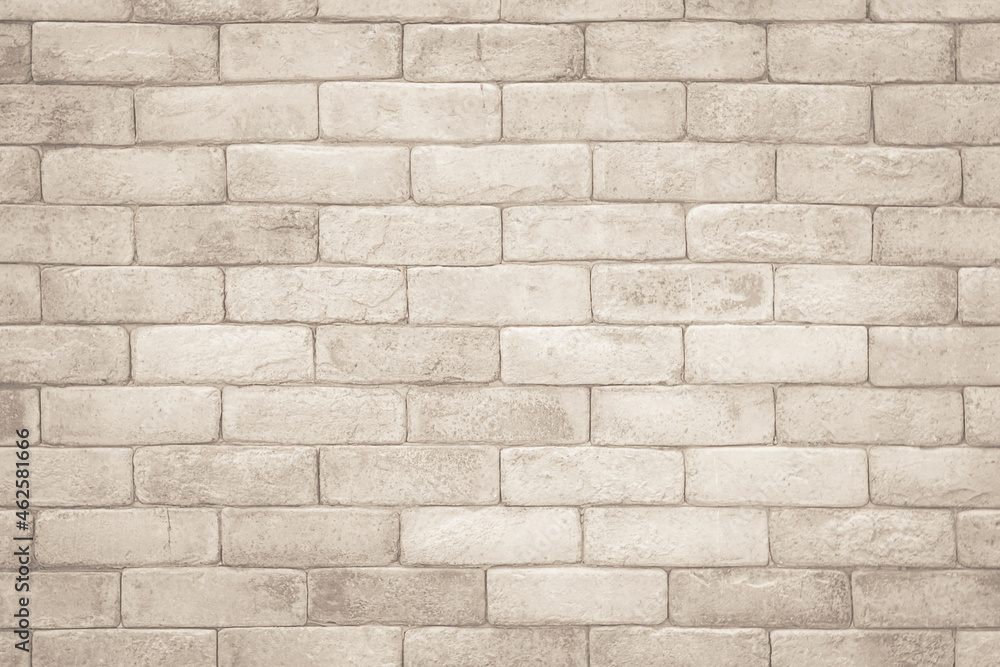 Naklejka premium Cream and white brick wall texture background. Brickwork and stonework flooring interior rock old pattern