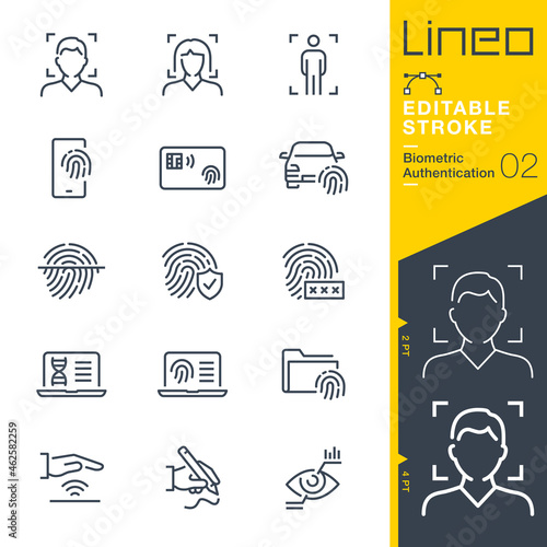 Lineo Editable Stroke - Biometric Authentication line icons