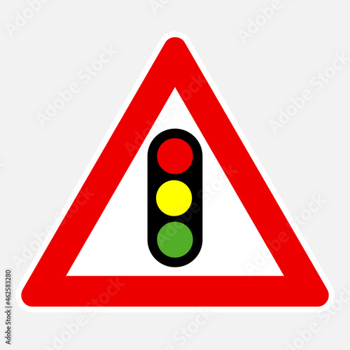 Traffic signals ahead vector danger road sign