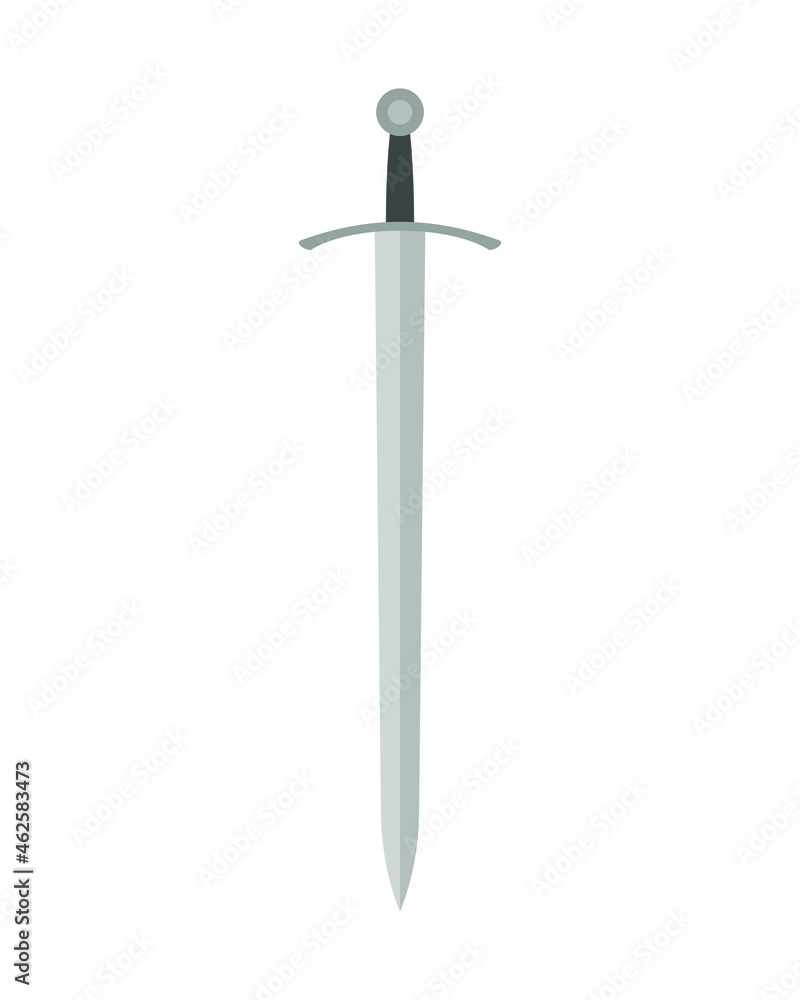 Sword vector illustration icon. Military or heraldry symbol. Protection and security sign. Medieval or knight weapon. Fantasy longsword logo. Clip-art silhouette. Sword vector illustration icon. Military or heraldry symbol. Protection and security sign. Medieval or knight weapon. Fantasy longsword logo. Clip-art silhouette.