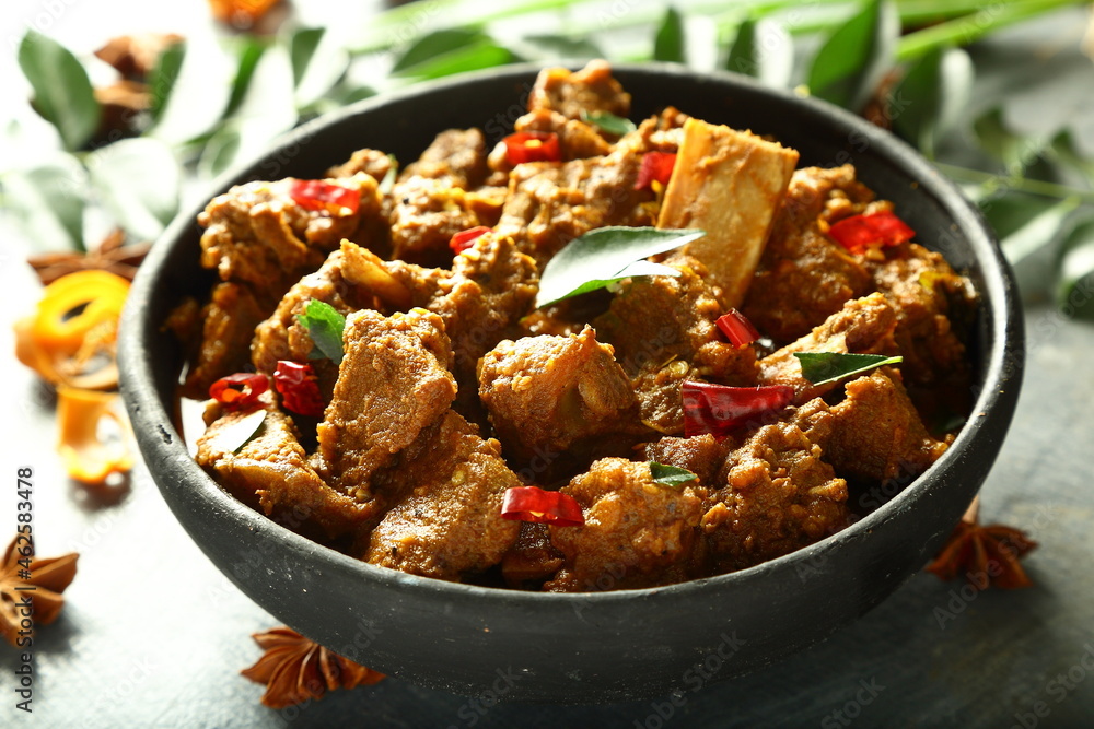 Homemade INDAN BEEF FRY, FRIED MEAT WITH SPICES. Homemade INDAN BEEF FRY, FRIED MEAT WITH SPICES.