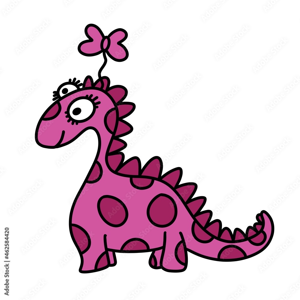 Doodle kids cartoon dinosaur for fabrics and postcards