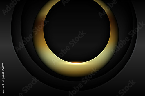 abstract dark circle texture layers with gold light gradient background.eps10 vector