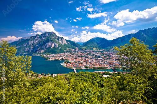 Town of Lecco panoramic view fron the hill, Como Lake