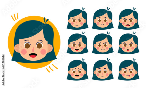 Girl. Human character for your scenes. Character ready for animation. Funny cartoon. The set for the character animation.