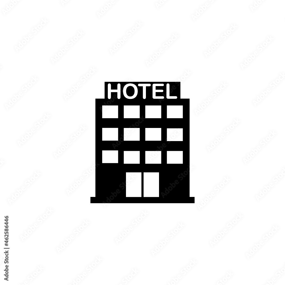 Hotel building icon isolated on white background 