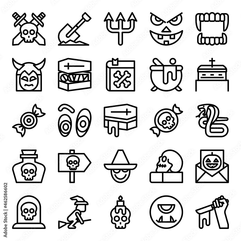 Naklejka premium Outline icons for halloween.