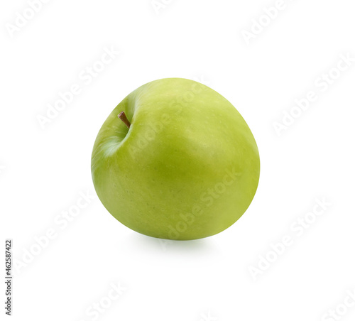 one green cut apple isolated on white background clipping path