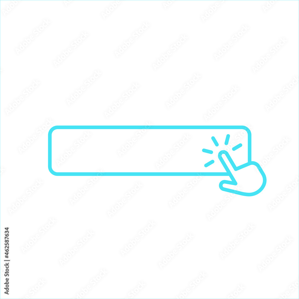 Blue outline button with hand pointer icon. Blue outline button with hand pointer icon.