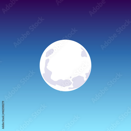full white moonlight on blue gradient background  happy hallowen design element