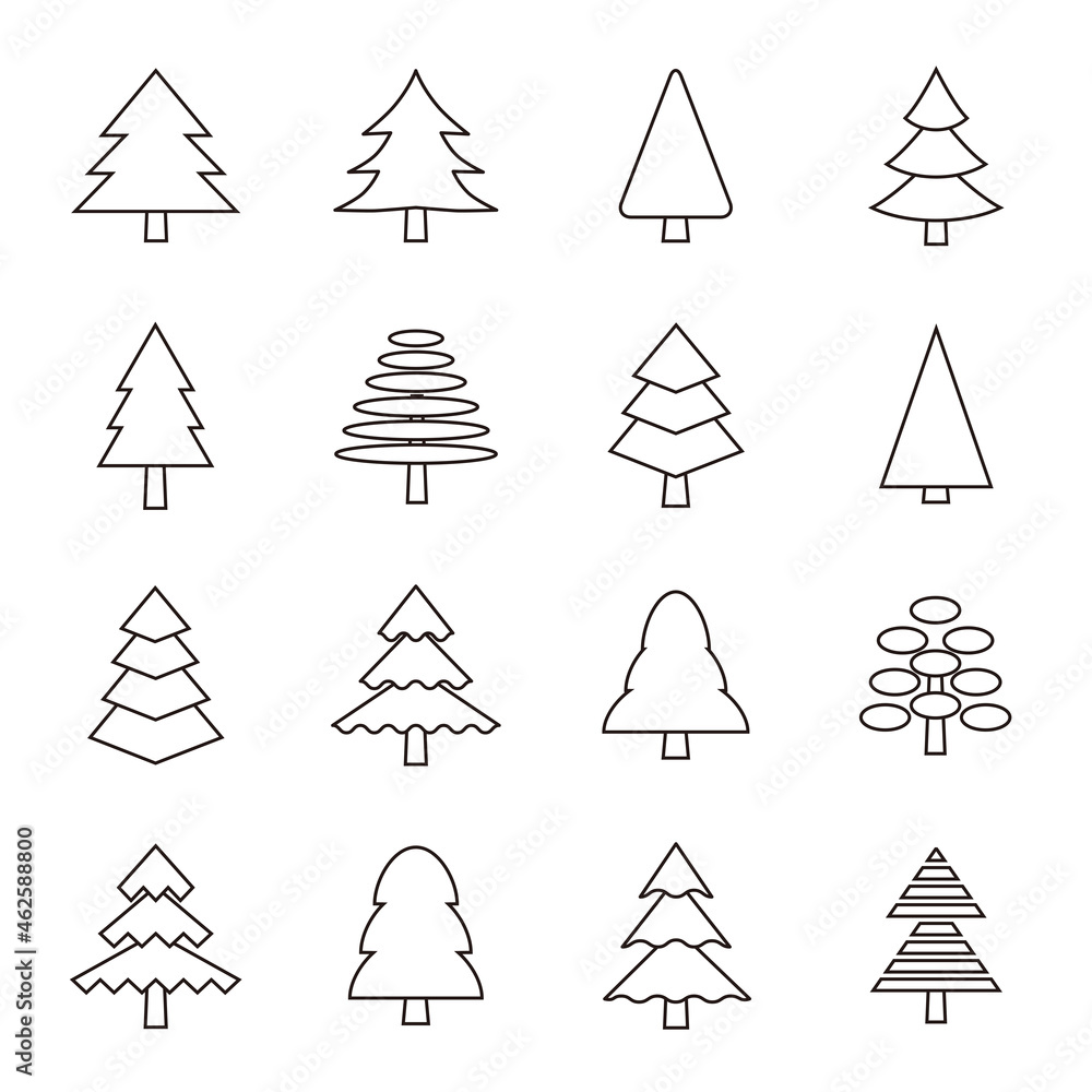 Fototapeta premium Christmas tree icon set