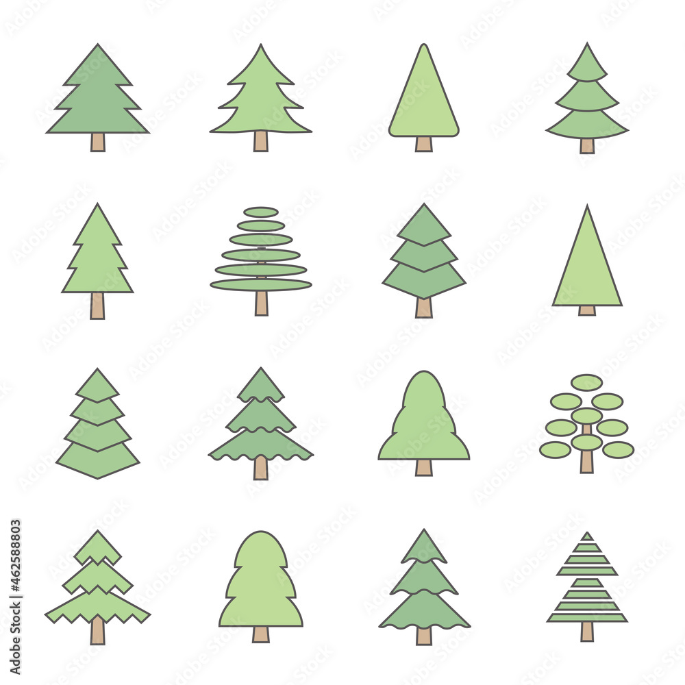 Obraz premium Christmas tree icon set
