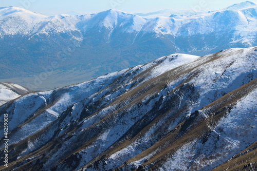 Snowy mountains landscape