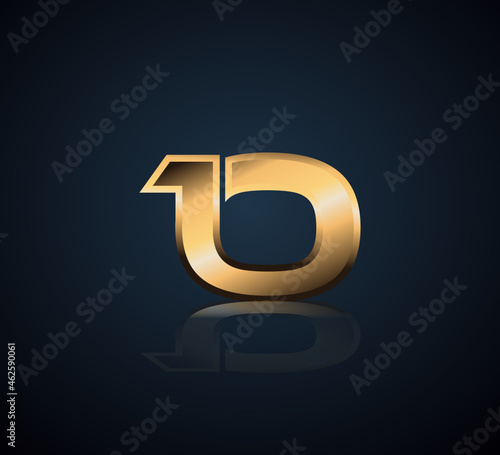 Simple Numbers Logotype Vector Gold Metallic On Dark Background 10