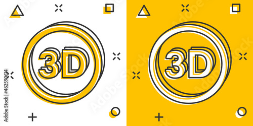 3d text icon in comic style. Word cartoon vector illustration on white isolated background. Stereoscopic technology splash effect business concept.