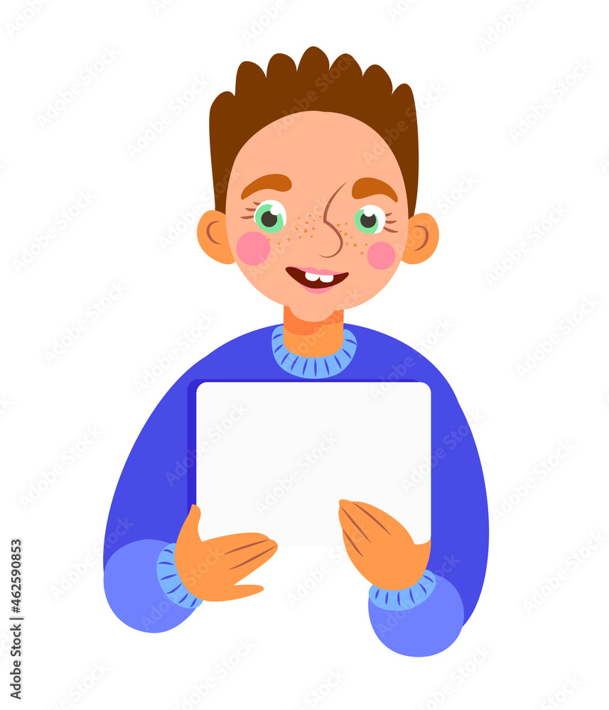 Happy child holding a blank billboard. Isolated portrait..Little boy holding blank poster campaigning and promoting Happy child holding a blank billboard. Isolated portrait..Little boy holding blank poster campaigning and promoting