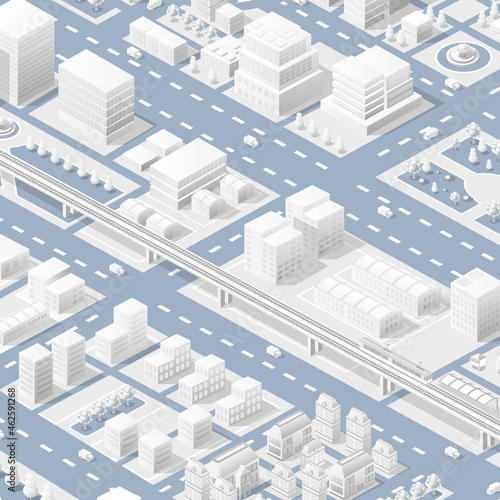 Isometric white city map navigations urban cartography business concept
