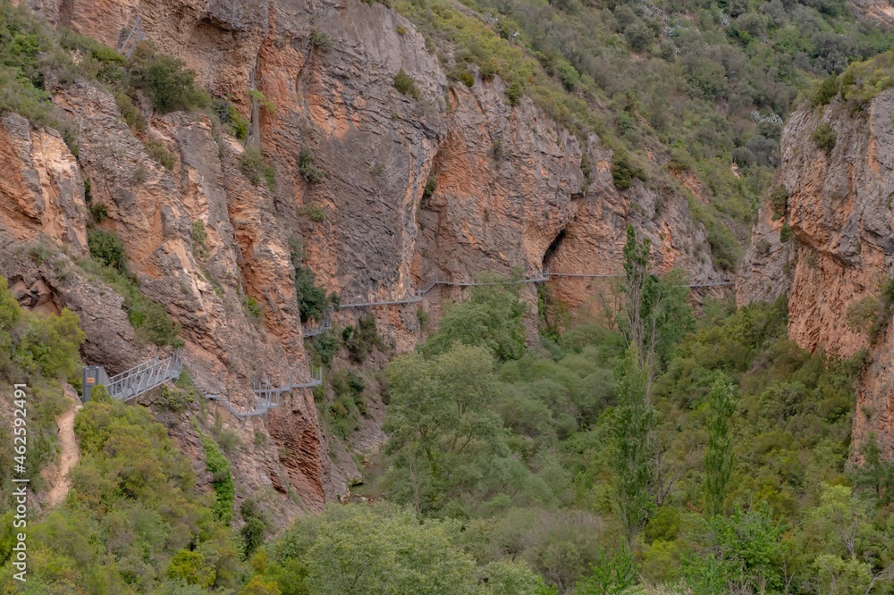 Beautiful iron path anchored to the mountain wall.