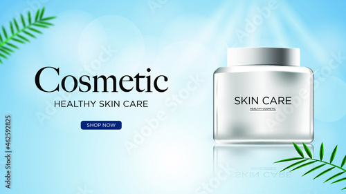 Realistic cosmetic ad for promotion.