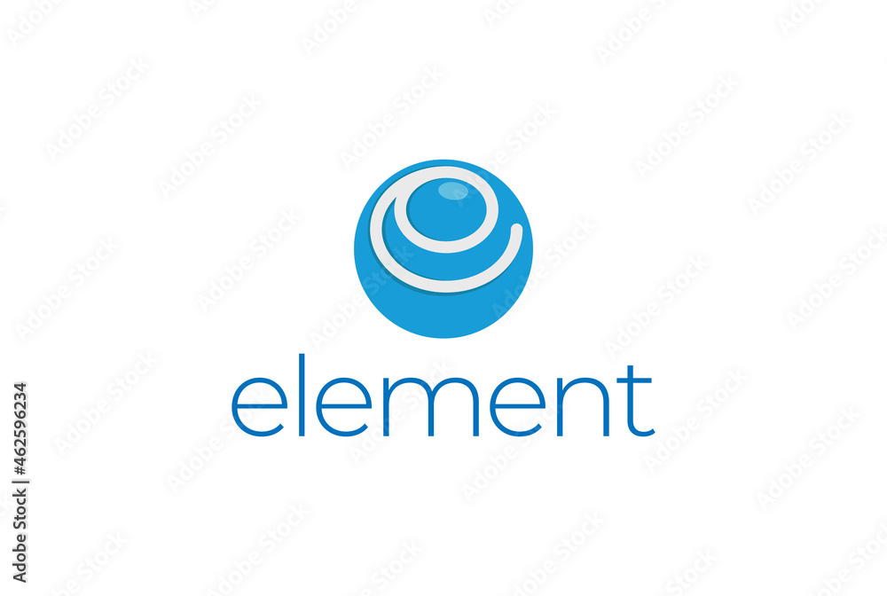 Modern Simple Blue Letter E for Element Molecule Logo Design Vector