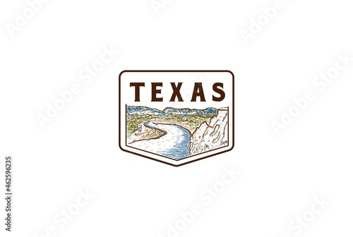 Valokuva Retro Vintage Texas River Landscape View Logo Design Vector