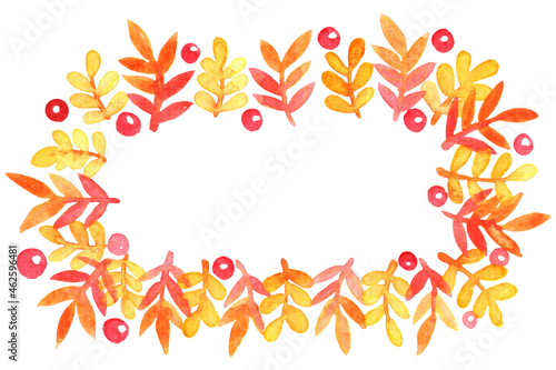 Autumn fern leaf frame watercolor illustration for decoration on Autumn season, Thanksgiving and Christmas holiday.