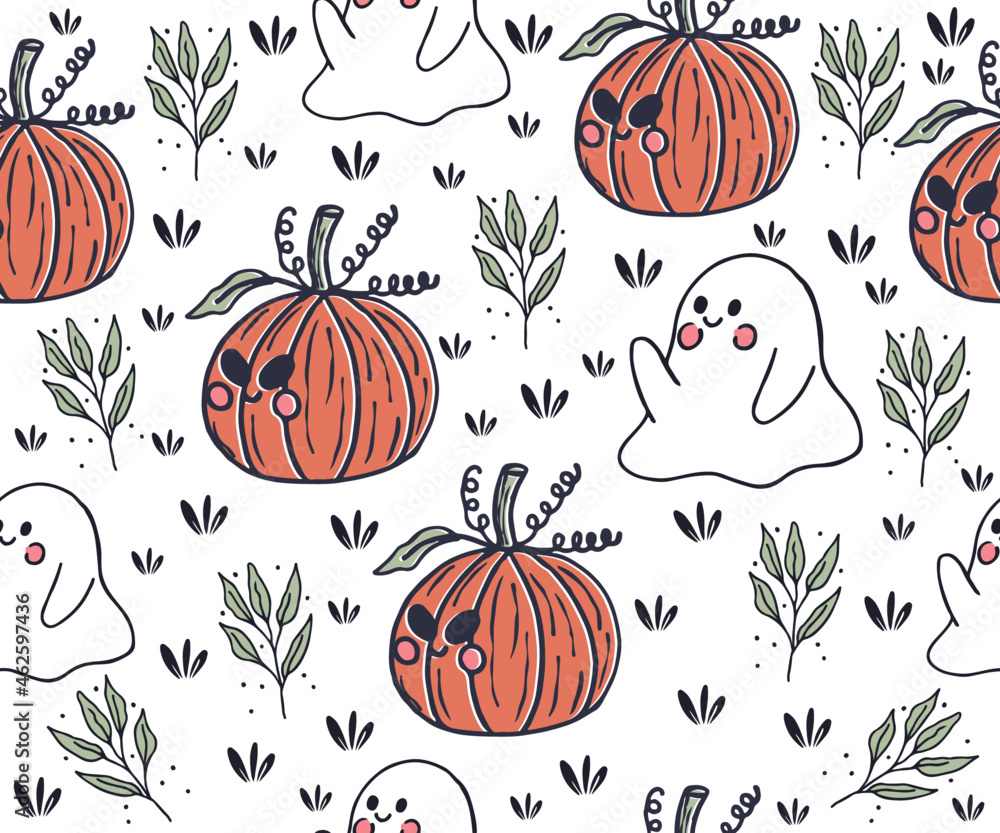 seamless halloween pattern - ghost trick or treat background	