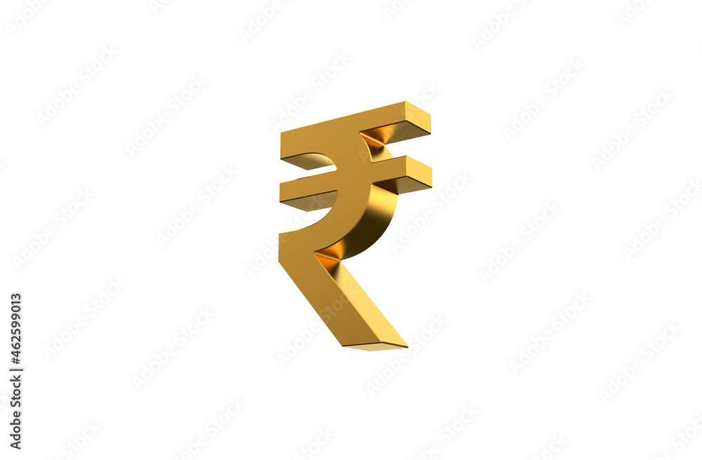 INR Indian rupee currency symbol in gold - 3d Illustration, 3d rendering INR Indian rupee currency symbol in gold - 3d Illustration, 3d rendering