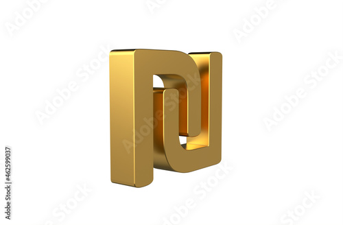 Israeli Shekel currency symbol in gold - 3d Illustration, 3d rendering 