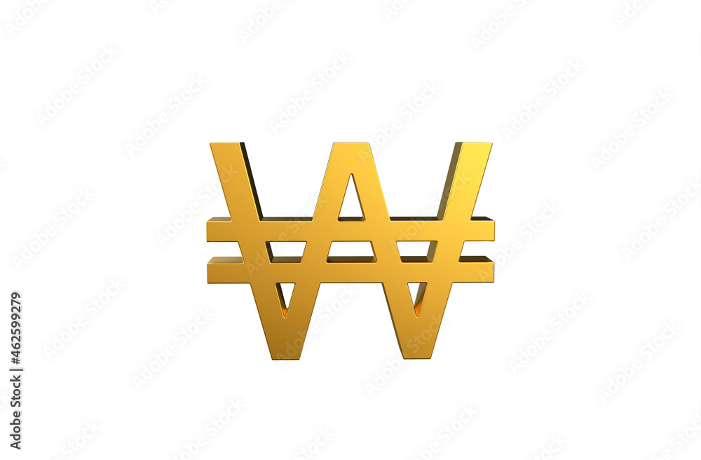 South Korean Won golden 3d currency symbol - 3d Illustration, 3d rendering South Korean Won golden 3d currency symbol - 3d Illustration, 3d rendering