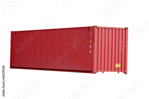 red cargo container for transport and transportation on white background