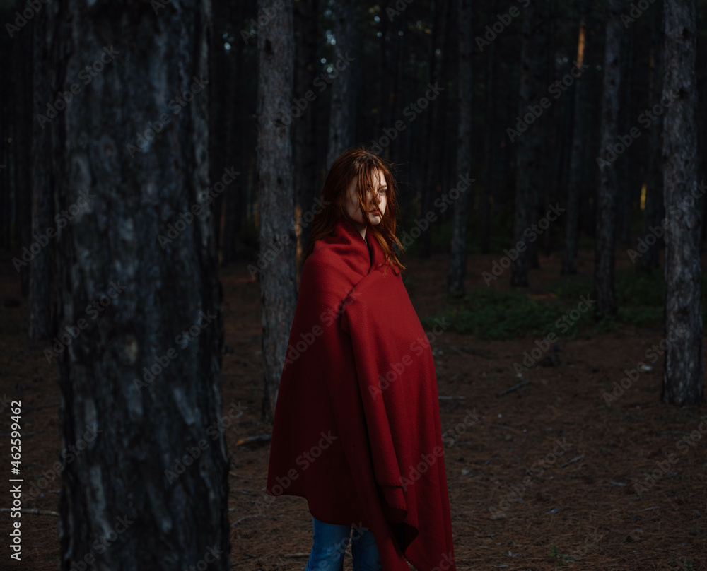 woman in red plaid in the forest nature travel fresh air woman in red plaid in the forest nature travel fresh air