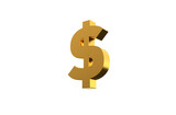 USD Doller currency symbol in gold - 3d Illustration, 3d rendering 