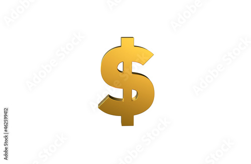 USD Doller currency symbol in gold - 3d Illustration, 3d rendering 