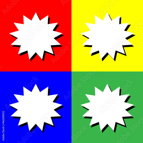blank white starburst shape on color background 