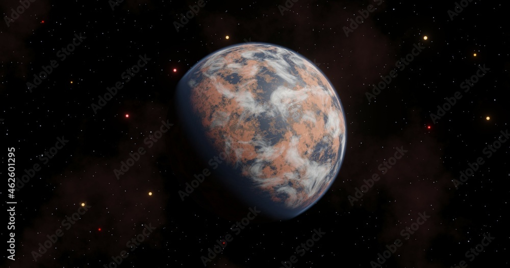 Planet from space against the background of the starry sky. Planets and galaxy. Beauty of deep space. 3D render Planet from space against the background of the starry sky. Planets and galaxy. Beauty of deep space. 3D render