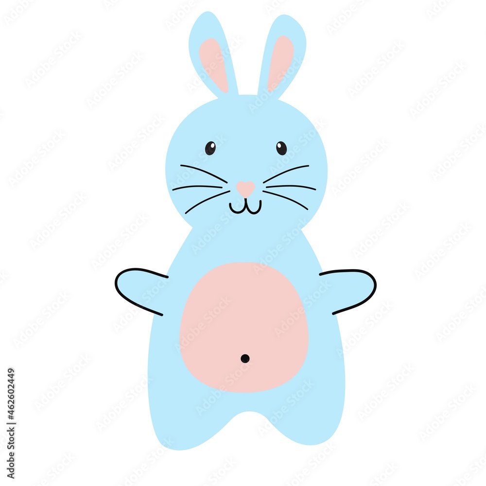 Cute cartoon rabbit. Printing for children's T-shirts, greeting cards, posters. Hand-drawn vector stock illustration. Cute cartoon rabbit. Printing for children's T-shirts, greeting cards, posters. Hand-drawn vector stock illustration.