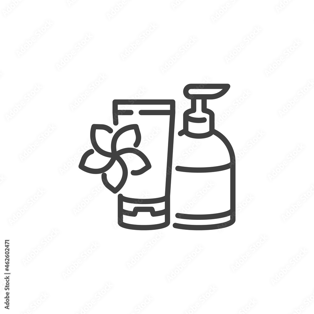 Cosmetic bottle package line icon Cosmetic bottle package line icon