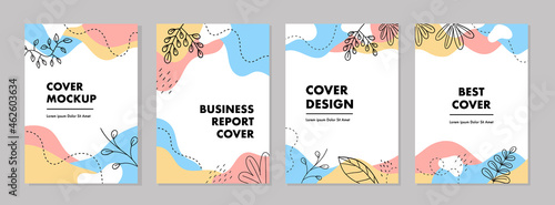 Set of abstract creative artistic templates with nature leaves concept. Universal cover Designs for Annual Report, Brochures, Flyers, Presentations, Leaflet, Magazine