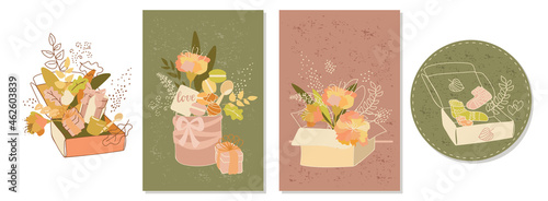 Gift set. Vector illustration in doodle style for greeting cards, invitations, posters.