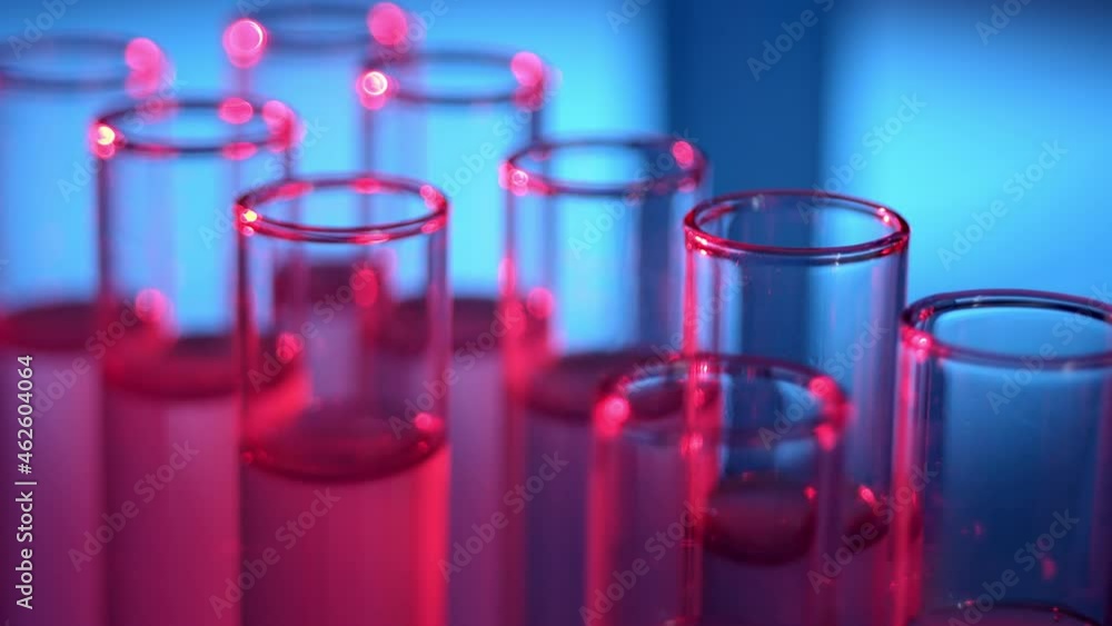 Medical Development Laboratory: Filling Test Tube with Liquid, Conducting Experiment. Advanced Scientific Lab for Medicine, Biotechnology Development. Close-up Shot