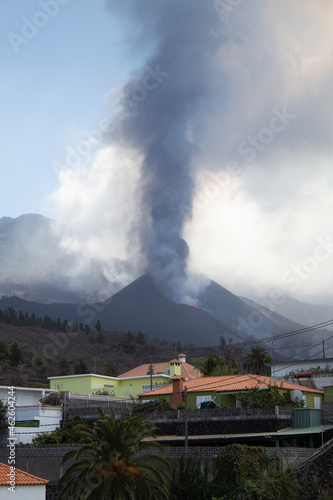 View of La Palma 2021 volcano eruption photo