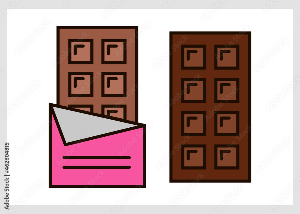 Tile set dark chocolate bar bitten by pieces. Vector illustration of empty packaging for filling and other food design elements. A bright dessert for children's wallpaper. Tile set dark chocolate bar bitten by pieces. Vector illustration of empty packaging for filling and other food design elements. A bright dessert for children's wallpaper.