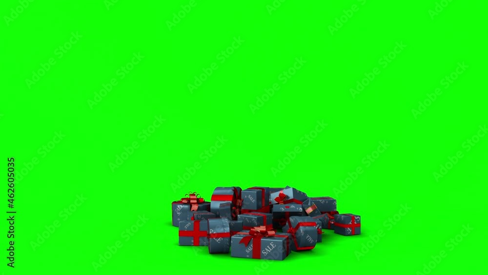 Falling sale gift boxes with matte mask and chroma key in 4K Falling sale gift boxes with matte mask and chroma key in 4K