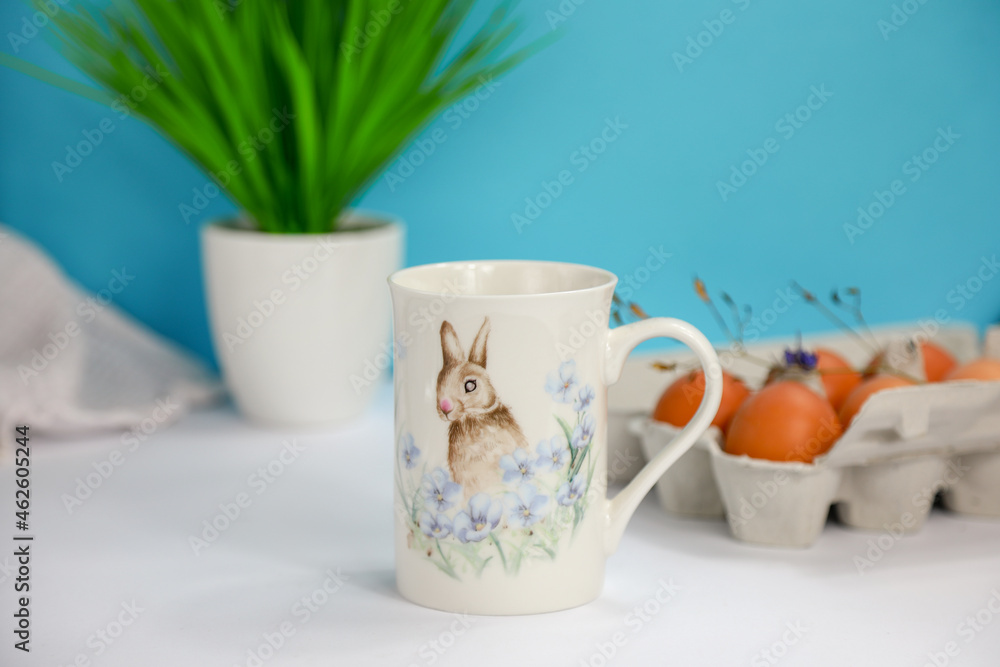 cup with bunny,easter still cup with bunny,easter still