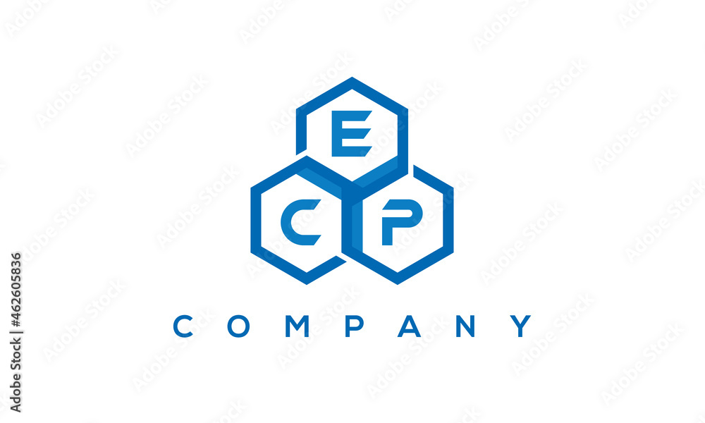 ECP three letters creative polygon hexagon logo	