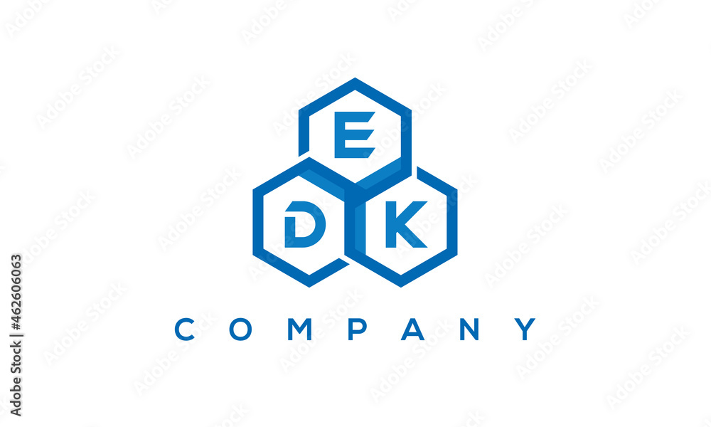 EDK three letters creative polygon hexagon logo	