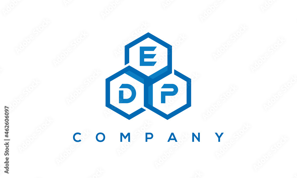 EDP three letters creative polygon hexagon logo	